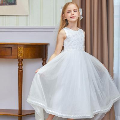 China Little Kids Sleeveless Flower Girl Wedding Party Anti-wrinkle Summer Dress Collection White Formal Birthday Kids Dresses For Girls for sale