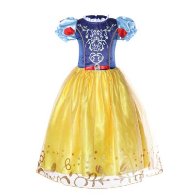 China Wholesale Polyester Fancy Dress Girl Costume For Kids Blue Yellow Blast Sleeves Princess Snow White Cos Dress for sale