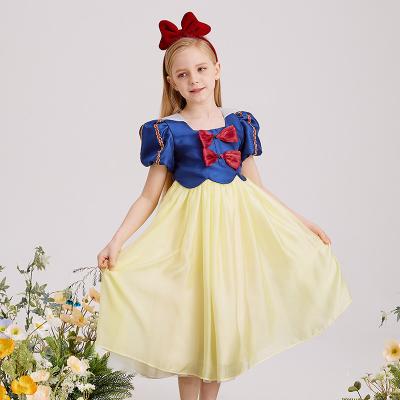 China Anti-wrinkle Yalindars western style girls fashion new snow white soft puff sleeve princess skirt baby kids and cute bow tutu dress for sale