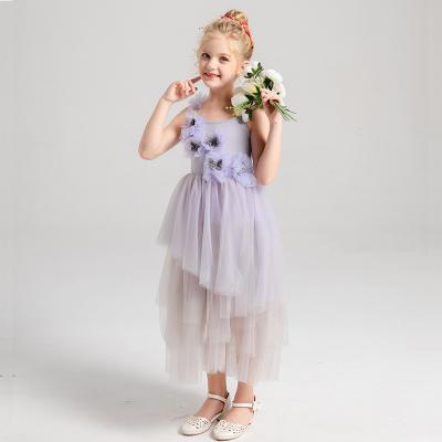 China Princess Design Baby Girl Dresses Flower Butterfly Ruffle Shoulder Spring New Washable Children's Clothing and Summer Tutu for sale