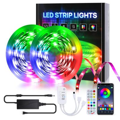 China 20m Landscape 24Key APP Remote Control Smart LED Rope Light Bluetooth DC12V 5050 RGB LED Flexible Strip Light for Home Decoration for sale