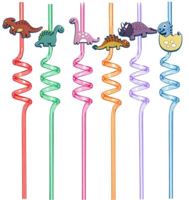 China Viable Funny Plastic Straw For WaterJuice PET Drinking Dinosaur Baby Buckle Recyclable For Family Club Wedding Party for sale