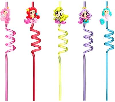 China Amazon viable club wholesale drinking straw party mermaid beauty drinking straw with cute stickers cfor plastic custom club for sale