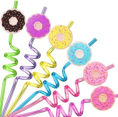 China New Design 24 Pcs Viable Donut CHOOSE Colorful Drinking Straws Modeling Straws Custom PrintedTwists Straws For Kids Birthday Party for sale