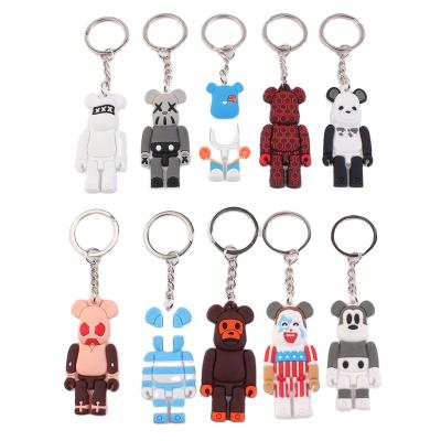 China Wholesale Hot Selling Cute 2D Cute Cartoon PVC Wristband Holder Key Ring Custom Logo Rhinestone Rubber Key Chains Key Chains For Kids for sale