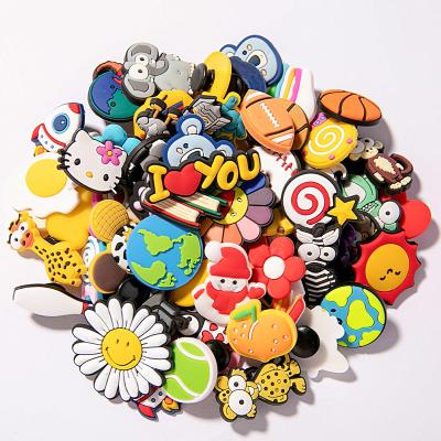 China Custom Clog Charm Random Promotion Style 1000 Assorted Designs Available Promotional Shoes Decoration Charms Soft PVC Shoe Charms For Crocs for sale