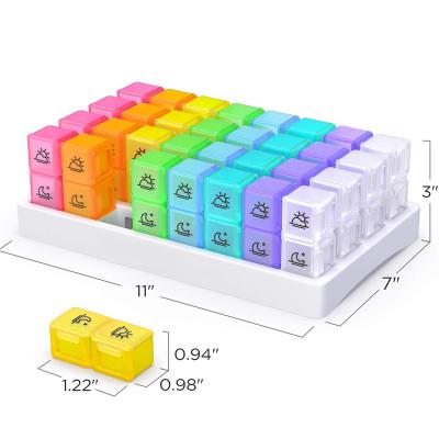 China 2021 Hot Selling Amazon Monthly Pill Organizer Plastic 2 Times A Day 30 Day Pill Box Case With 31 Removable for sale