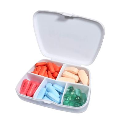 China 5 Compartments Plastic Portable Pill Box Medicine Storage Holder Case Sealed Container for sale