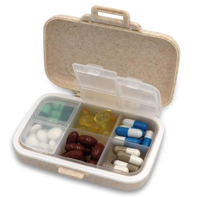 China Amazon 2020 High Quality Plastic Capsule Pill Box With 6 Plastic Wheat Material Storage Box for sale