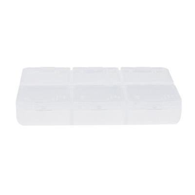 China BPA Free 6 Compartment Plastic Portable Pill Box For Purse Or Pocket Blue Color for sale