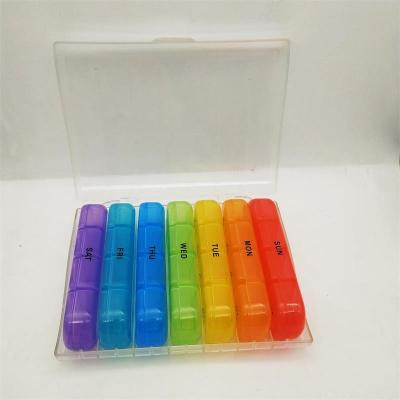 China Extra Large Plastic Weekly Pill Organizer 4 Times A Day Portable Winlike Pill Cases Box 7 Day Medicine Storage Box for sale