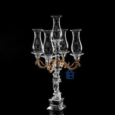 China Wholesale Single Tall Crystal Weddings Long-stemmed 5am Glass Candle Holders Crystal Candelabras For Wedding Centerpiece for sale