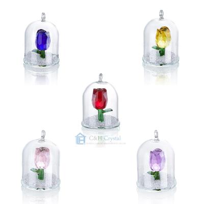 China Europe hanging k9 crystal rose flower home decor wedding gift dreams ornament for sale