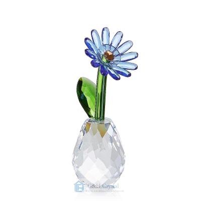 China China Interior Ministry Table Decor Crystal Daisy Flowers Figurine Ornament Paperweight With Gift Box for sale