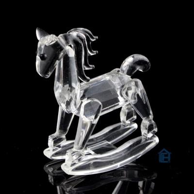 China Beautiful Clear Crystal China Wooden Horse Ornaments For Baby Shower Baptism Gift for sale