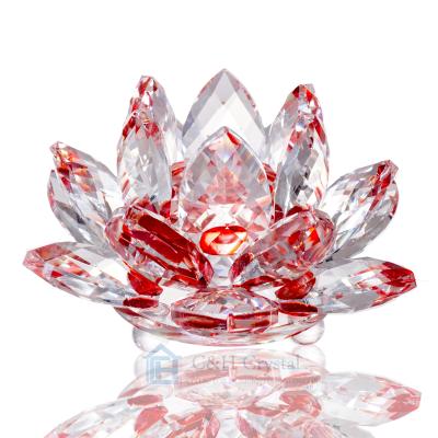 China Europe red crystal lotus flower for home decoration for sale