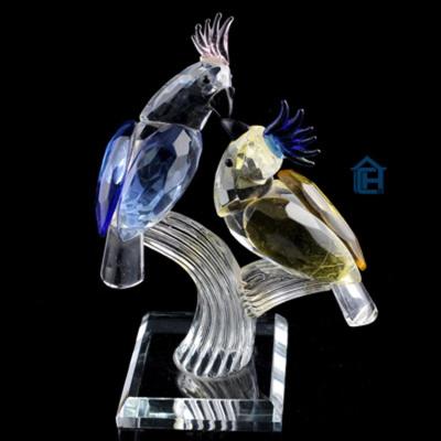 China China Conventional Elegant Crystal Parrots Pair Glass Animal Figurines For Home Decoration Gift for sale