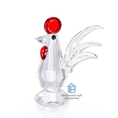 China China Hot Selling High Quality Crystal Animal k9 Crystal Rooster Figurine For Home Decoration for sale