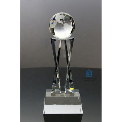 China China Wholesale Customize Honorable Crystal Golf Balls Tournament Trophy, Crystal Globe Trophy for sale