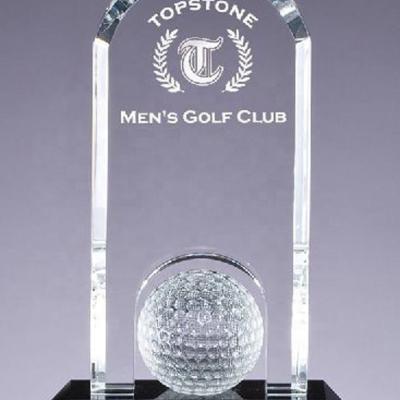 China China New Products Ideas Factory Wholesale 3D Laser Engraving Crystal Golf Trophy for sale