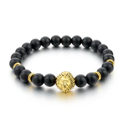 China E-Co Men's Friendly Bracelet Gold Charm Natural Stone Bead Bracelet for sale