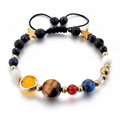 China Stone Galaxy Solar System Bracelet Handmade Universe Nine Planets Star Natural Stone Beads Bracelets Bangles for sale