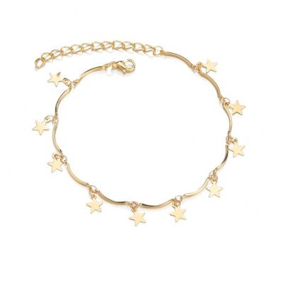 China 2020 Wholesale Personalized Five-pointed Stars CLASSIC Chain Women Gold Anklet Pendant Bracelet for sale