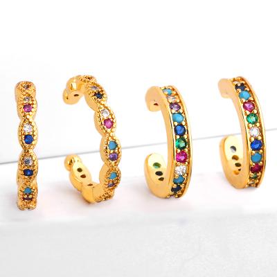 China Hot Sale Vintage Diamond C Letter Stud Earrings Full Microinlaid High Grade Square Zircon Copper Colorful Gold For Women for sale