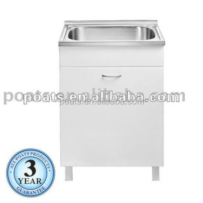 China Eco - Friendly Stainless Steel Laundry / Utility Sink And White Cabinet for sale