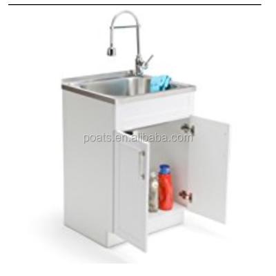 China Without Faucet PS-661 Stainless Steel Laundry Sink With 2 Door Cabinet for sale