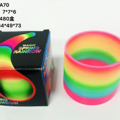 China Colorful Kids Toy Development Toys Gift Educational Toy Chenghai Toys Plastic Rainbow Circle Folding Coil Spring Funny Classic Children for sale