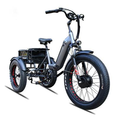 China Standard Electric Cargo Bike 20 Inch Fat Tire 3 Wheel Electric Tricycle Three Wheels Electric Adult Cargo Bike for sale