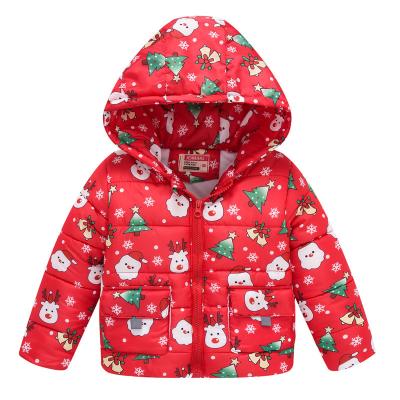 China Christmas Children's Anti-Wrinkle Outwear Anti-Wrinkle Padded Jackets Winter Coat Lightweight Hooded Christmas Warm Padded Jackets For Toddler Kids for sale