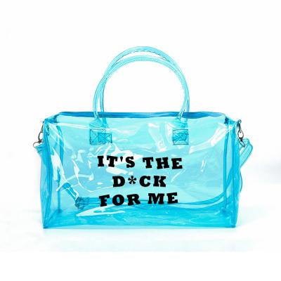 China Fashion Custom Transparent Waterproof Handbag Outdoor Sports Bag Yoga Gym PVC Messenger Bag Workout Shoulder Unisex Rise Bag for sale