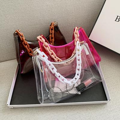 China Fashion Jelly Bags for Young Women Clear Jelly Handbags Transparent Bags for Girls Jelly Clear Purses Women Little Cross and Body Purses for sale