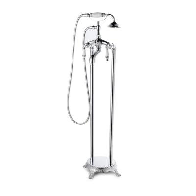 China Without Slide Bar Floor Stand Bathtub Faucets With Hand Shower Floor Standing Bathtub Faucet Hot Cold Water Mixer Tap for sale