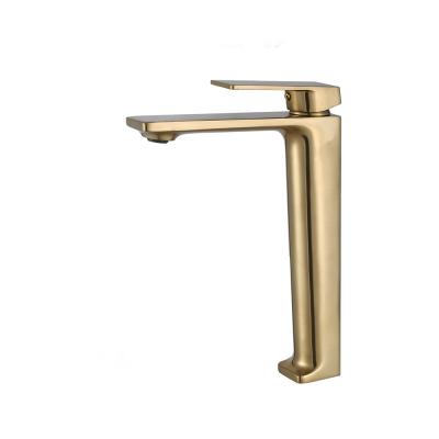 China 5 Stars Faucets Standard Brass Metered Standard Hotel Bathroom Sink Deck Mount Brushed Gold Brushed Gold Modern Basin Faucet for sale