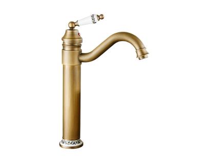 China Metered Faucets Antique Bathroom Basin Mixer 360 Rotation Spout Deck Mounted Antique Basin Mixer Hot And Cold Water Faucets for sale