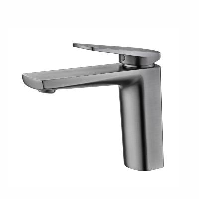 China New Style Faucets 2021 Gun Handle Black Brass Single Handle Toilet Water Saving Basin Faucet Metered For Bathroom for sale