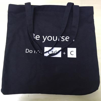 China Waterproof Eco Friendly Custom Black Canvas Tote Bag With Custom Printed Logo for sale