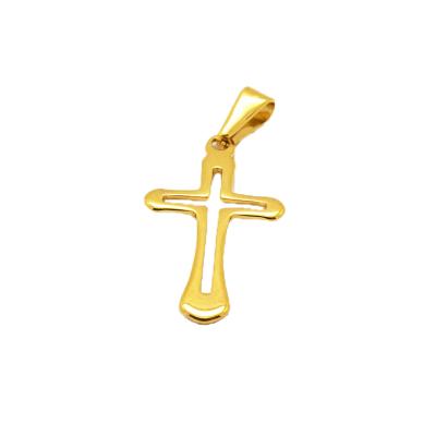 China Wholesale Hollow Design Jewelry Crucifix Cross 18k Gold Plated Religious Gold Plated Necklace Pendant For Men for sale