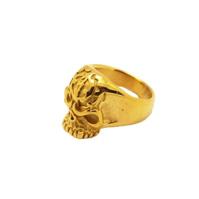 China Wholesale Custom Vintage Accessories 18k Gold Stainless Steel Fashion Skull Nickel Free Ring For Men for sale