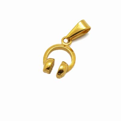 China Gold Stainless Steel Fashion Hip Hop Earphone Nickel Free Jewelry Earphone Pendant For Men's Gift for sale