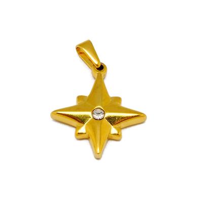 China Nickel Free Women Fashion Jewelry 18k Gold Stainless Steel Pendant Compass North Star Charms Pendant for sale