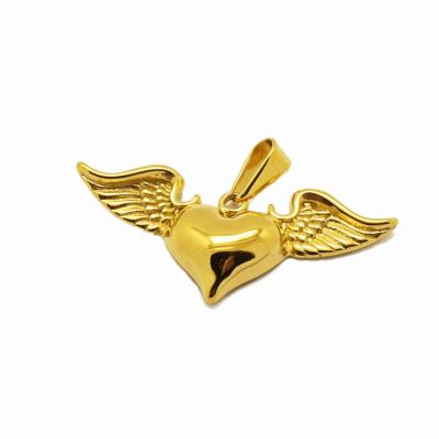 China Whosale Gold Stainless Steel Heart Wing Necklace Broken Heart Pendant Chains Nickel Free Pendant Jewelry for sale