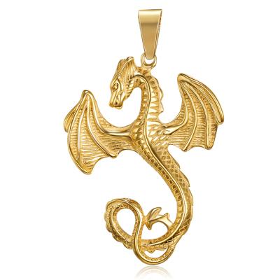 China Vintage 18k Nickel Free Gold Plated Chinese Style Zodiac Dragon Necklace Animal Pendant Jewelry For Men for sale