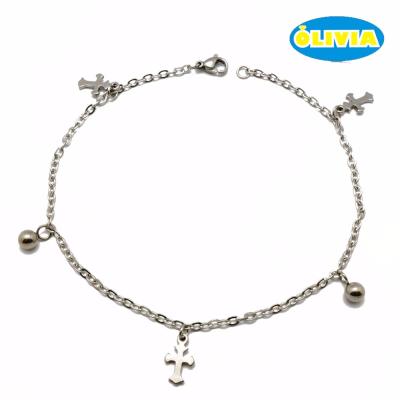 China Nickel Free Cross Anklet Bracelet Ladies Dangling Silver Chain Anklet for sale