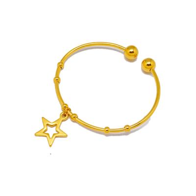 China Simple Gold Dubai 24 Carat Nickel Free Gold Bangle Designs Lucky Star Women Stainless Steel Bracelet for sale