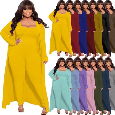 China Breathable Autumn And Winter Fashion Solid Color Plus Size Women Clothing Fall Set Woman Three Piece Sets Long Sleeve Casual Outfits for sale