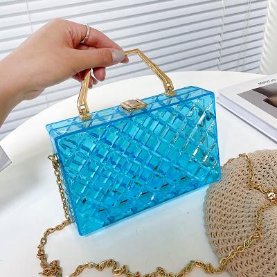 China Classic Trendy Classic Top Quality High Quality Classic Fashion Clear Chain Small Square Handbag Box Handle Bags Box Handle Bags Messenger Evening Clutch Bag for sale